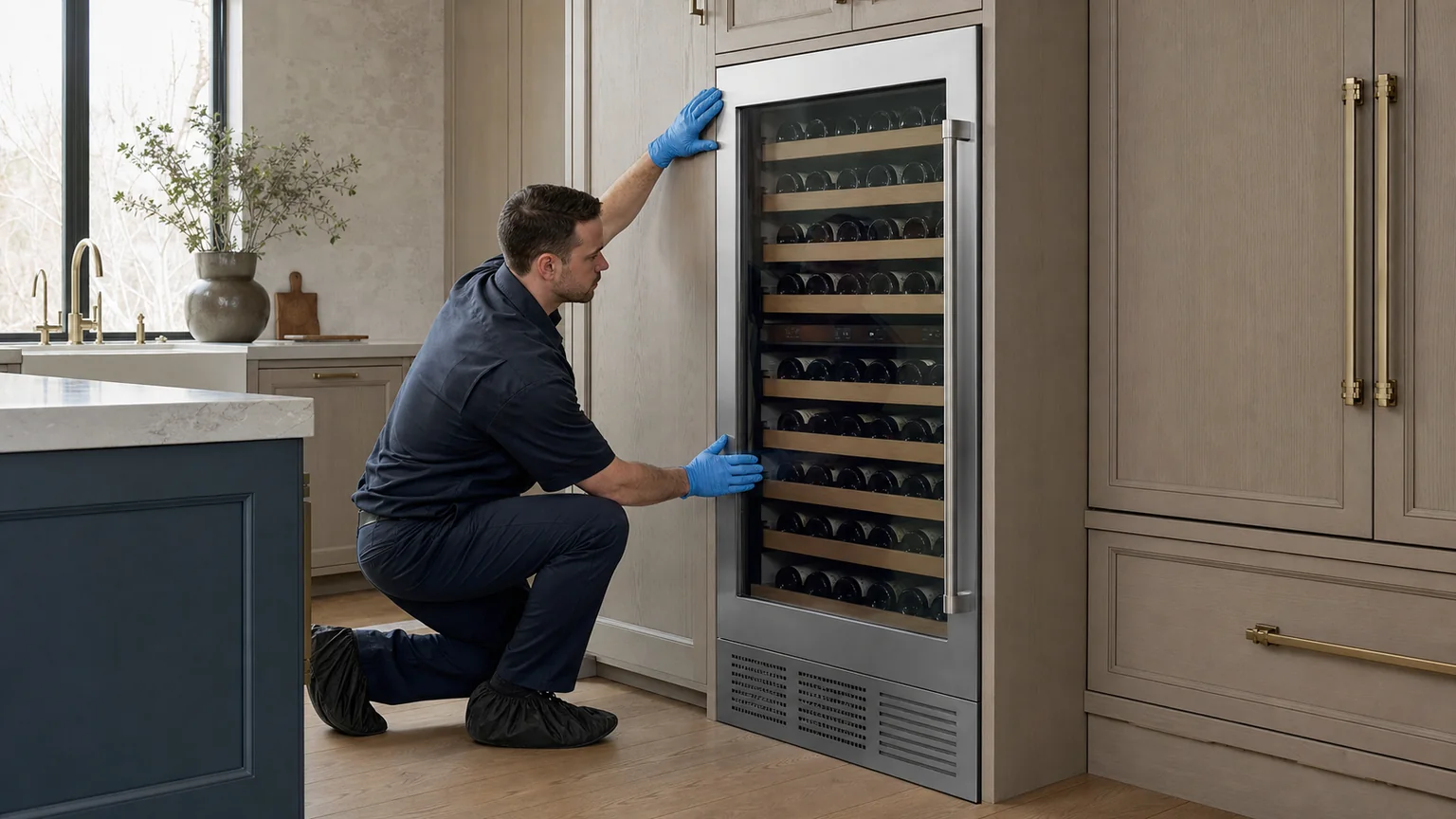 Built-in wine cooler prepared for a professional diagnostic visit